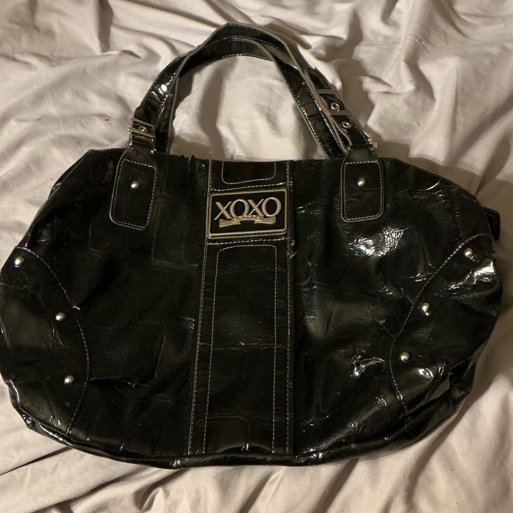 XOXO Shiny Black Handbag